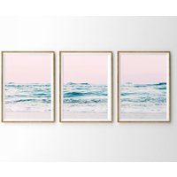 strand Wandkunst Set Von 3 , Küstenwandkunst Ozean Sonnenuntergang Print Druck Galerie Drucke-S110 von StellaPosterPrint