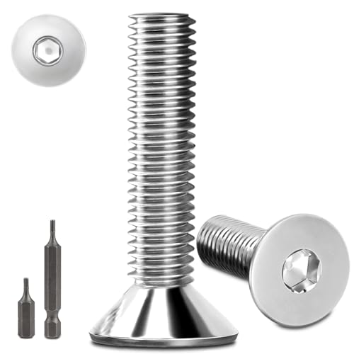 150 Stk senkkopfschrauben edelstahl M3X10mm Innensechskant M3 edelstahlschrauben Senkkopf Schrauben mit 2 Stk Sechskant Schrauberkopf Steckdose Gewindeschrauben Senkschraube DIN 7991/ISO 10642(Silber) von Stellarill