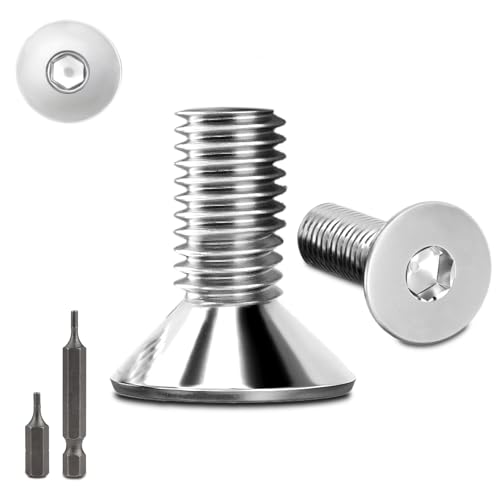 150 Stk senkkopfschrauben edelstahl M3X6mm Innensechskant M3 edelstahlschrauben Senkkopf Schrauben mit 2 Stk Sechskant Schrauberkopf Steckdose Gewindeschrauben Senkschraube DIN 7991/ISO 10642(Silber) von Stellarill