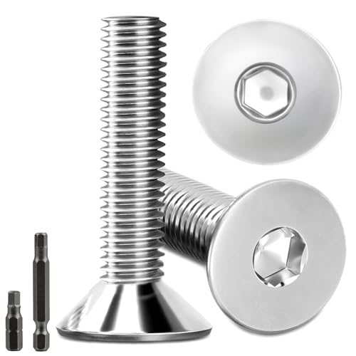 20 Stk senkkopfschrauben edelstahl M8X35mm Innensechskant M8 edelstahlschrauben DIN 7991/ISO 10642 Senkkopf Schrauben Steckdose Gewindeschrauben Senkschraube mit 2 Stk Sechskant Schrauberkopf (Silber) 20 Stk senkkopfschrauben edelstahl M8X35mm Innensechskant M8 edelstahlschrauben DIN 7991/ISO 10642 Senkkopf Schrauben Steckdose Gewindeschrauben Senkschraube mit 2 Stk Sechskant Schrauberkopf (Silber) von Stellarill