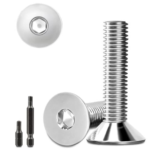 40 Stk senkkopfschrauben edelstahl M6x20mm Innensechskant M6 edelstahlschrauben Senkkopf Schrauben Steckdose Gewindeschrauben Senkschraube mit 2 Stk Sechskant Schrauberkopf DIN 7991/ISO 10642(Silber) von Stellarill