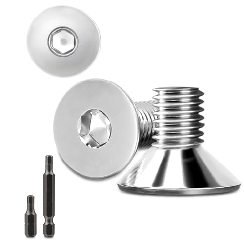 70 Stk senkkopfschrauben edelstahl M6X12mm Innensechskant M6 edelstahlschrauben Senkkopf Schrauben Steckdose Gewindeschrauben Senkschraube mit 2 Stk Sechskant Schrauberkopf DIN 7991/ISO 10642(Silber) von Stellarill