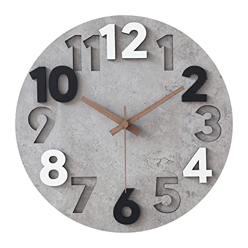Stellarize Wanduhr Ohne Tickgeräusche Modern Holz 3D Küchenuhr für Wohnzimmer Kinderzimmer Büro (30 cm) von Stellarize