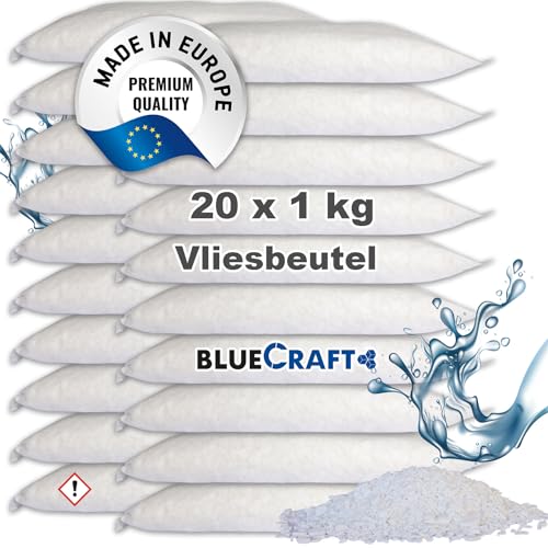 20x 1kg Luft-Entfeuchter Granulat Nachfüllpack im Vliesbeutel Raumentfeuchter ohne Strom 1,97€/kg von Stellfeld & Ernst