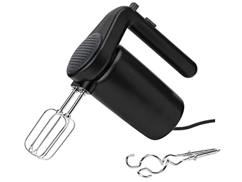 RIG-TIG Handmixer FOODIE - Elektrischer Schneebesen, 3-stufiger Handrührer zum Backen, für Teig & Schlagsahne - Aus Kunststoff & rostfreiem Edelstahl - Kabelfach, ergonomischer Handgriff - Schwarz von Stelton