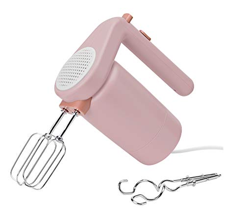 RIG-TIG Handmixer FOODIE - Elektrischer Schneebesen, 3-stufiger Handrührer zum Backen, für Teig & Schlagsahne - Aus Kunststoff & rostfreiem Edelstahl - Kabelfach, ergonomischer Handgriff - Rosa von Stelton