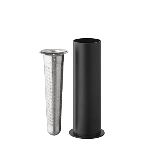 Stelton Teesieb EM77 - Edelstahl-Infuser für klassische Isolierkanne - Konischer Siebeinsatz, schwarzer minimalistischer Aufbewahrungsständer - Stilvolles Tee-Zubehör für Zuhause - 6,5x6,5x16,5 cm von Stelton