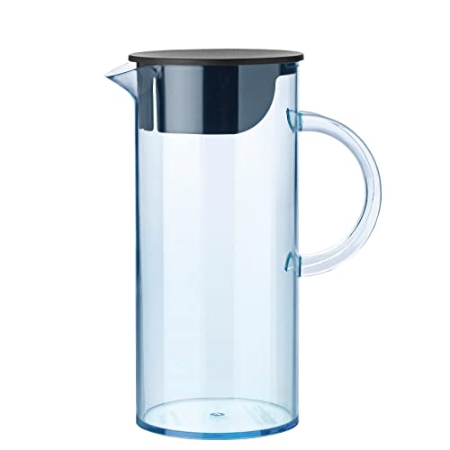 Stelton Wasserkanne EM77 - Kühlschrank-Kanne mit Deckel, Griff, Eiswürfelfilter - Moderne Karaffe - Kunststoffbehälter zum Servieren von Kaltgetränken, Fruchtsaft & Punsch - 1,5 Liter, Blau von Stelton