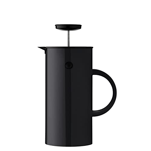 Stelton French Press EM77 - Französische Kaffeepresse, Kaffeemaschine, Isolierkanne, leicht zu öffnen & schließen - Spülmaschinenfeste Teile - Inkl. Messlöffel - 1 Liter (8 Tassen), Schwarz von Stelton