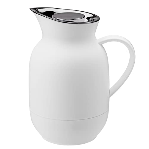 Stelton Isolierkanne Amphora - Kaffeekanne, Thermoskanne, Thermosflasche - 1-Liter-Kunststoffkanne mit Thermo-Glaseinsatz - Zubehör für Haushalt, Küche, Esszimmer - Mattes Finish, Soft White von Stelton