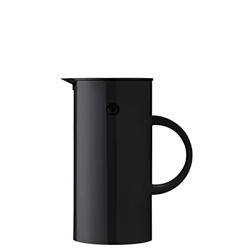 Stelton Isolierkanne EM77 - Doppelwandige Isolierkanne für heiße/kalte Getränke - Tee- & Kaffeekanne mit Glaseinsatz, Magnetverschluss, Schraubdeckel, Vintage-Design - 0,5 Liter, Schwarz von Stelton