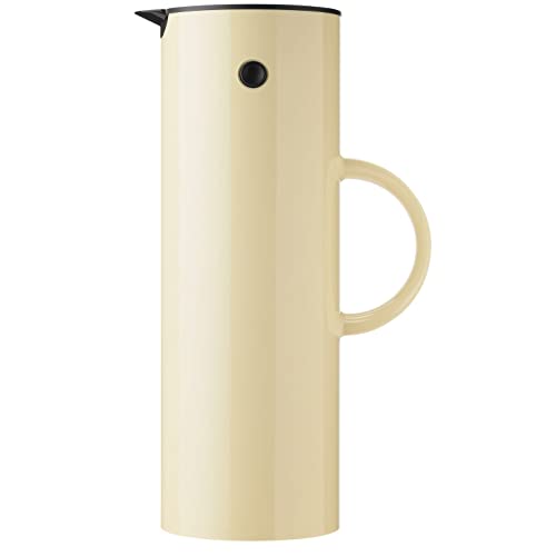 Stelton Isolierkanne EM77 - Doppelwandige Isolierkanne für heiße/kalte Getränke - Tee- & Kaffeekanne mit Glaseinsatz, Magnetverschluss, Schraubdeckel, Vintage-Design - 1 Liter, Mellow Yellow von Stelton