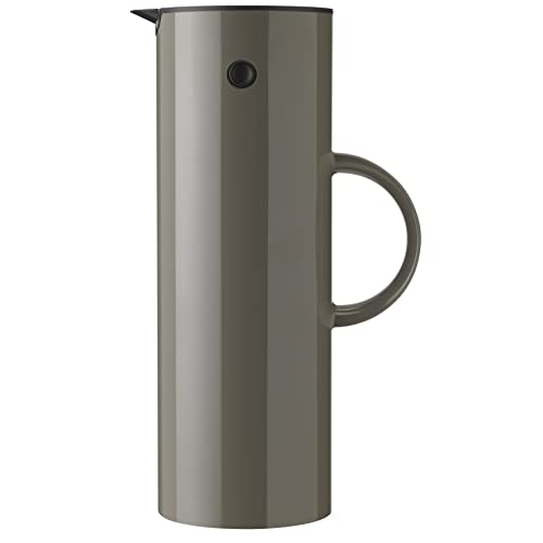 Stelton Isolierkanne EM77 - Doppelwandige Isolierkanne für heiße/kalte Getränke - Tee- & Kaffeekanne mit Glaseinsatz, Magnetverschluss, Schraubdeckel, Vintage-Design - 1 Liter, Soft Bark von Stelton