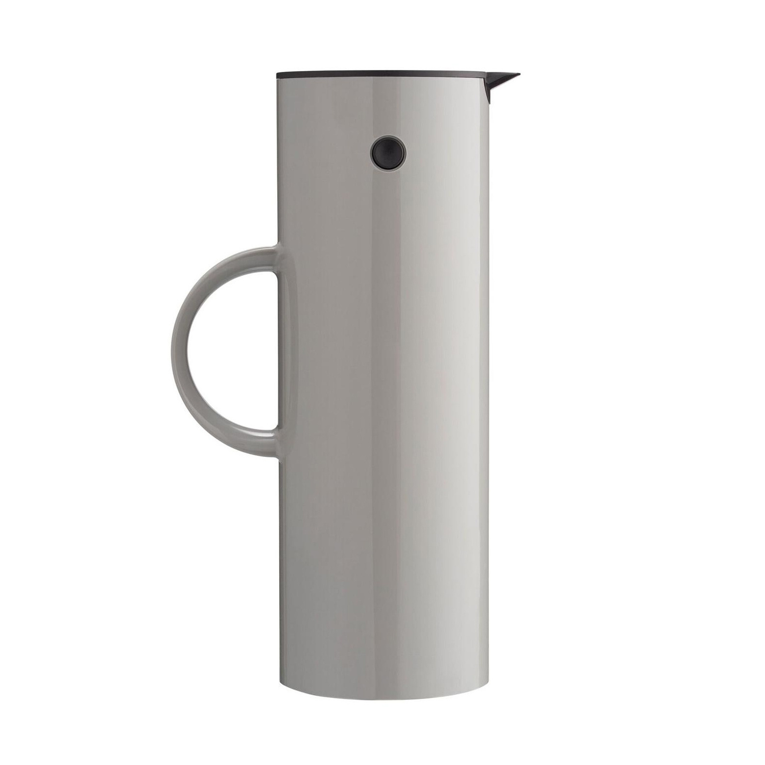 Stelton - EM77 Isolierkanne 1L - hellgrau/glänzend/H x Ø 17x10,5cm/FDA-Zulassung/BPA- und Phthalatfrei/Kippverschluss/Glaseinsatz von Stelton