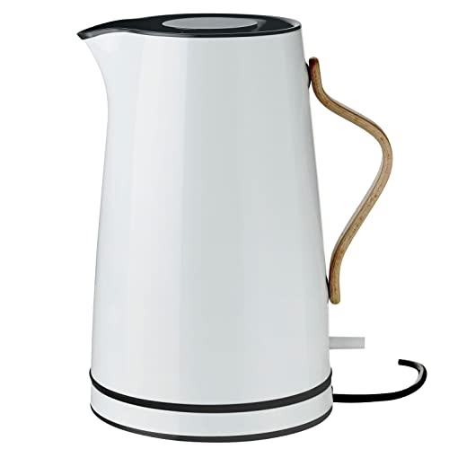 Stelton Wasserkocher Emma - Elektrischer Kocher - Kaffee- & Teekanne, skandinavisch - Filter, Trockenkoch-Sicherheitsschalter mit Abschaltung, Buchenholzgriff - 1,2 Liter, Hellblau, EU-Stecker von Stelton