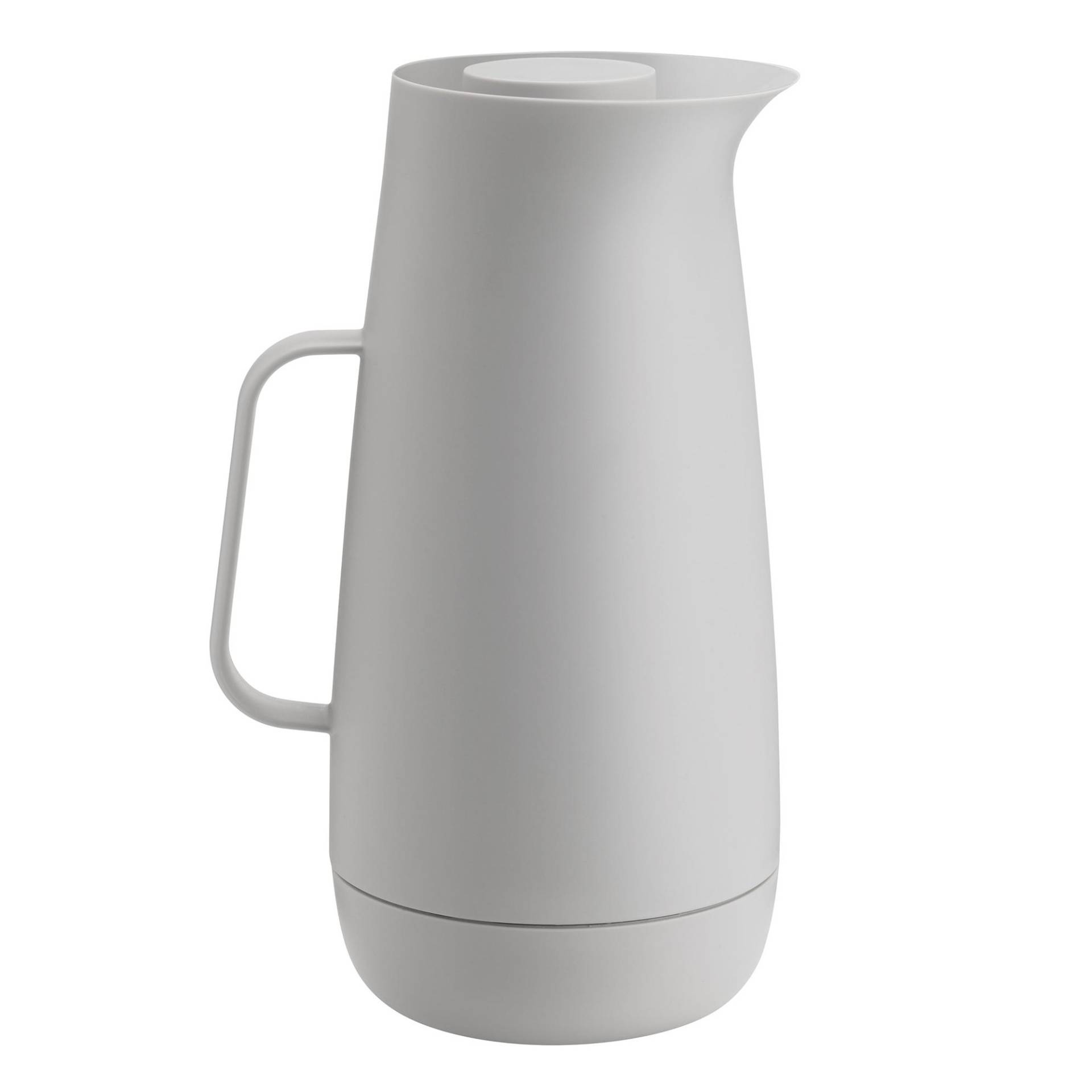 Stelton - Foster Isolierkanne 1L Kunststoff - hellgrau/BPA- und Phthalatfrei/LxBxH 16x13x26cm/mit Glaseinsatz/nicht spülmaschinenfest von Stelton