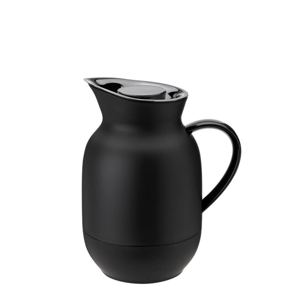 Stelton Isolierkanne Amphora - Soft Black, 1 l, mattes Schwarz, schmal, Lehmkrug-Design von Stelton