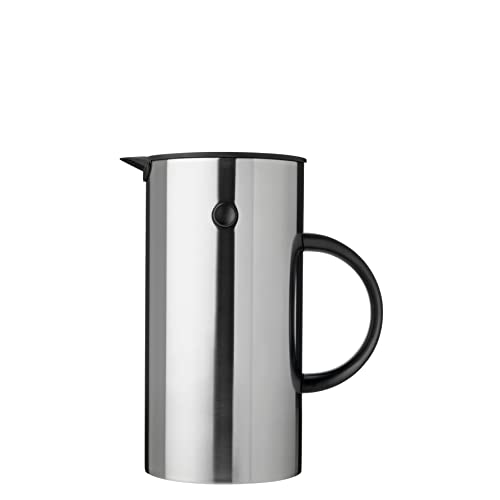 Stelton Isolierkanne EM77 - Doppelwandige Isolierkanne für heiße/kalte Getränke - Tee- & Kaffeekanne mit Glaseinsatz, Magnetverschluss, Schraubdeckel, Vintage-Design - 0,5 Liter, Stahl von Stelton