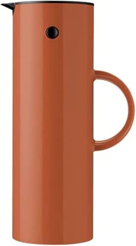 Stelton Isolierkanne EM77 - Doppelwandige Isolierkanne für heiße/kalte Getränke - Tee- & Kaffeekanne mit Glaseinsatz, Magnetverschluss, Schraubdeckel, Vintage-Design - 1 Liter, Rost von Stelton