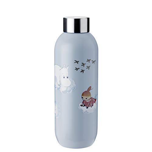 Stelton Thermosflasche Keep Cool - Thermo-Trinkflasche - Doppelwandige Isolierkanne - Moderner Design-Thermobecher für Wasser, heiße & kalte Getränke, Kaffee, Tee - 0,75 Liter, Wolkig/Moomin von Stelton