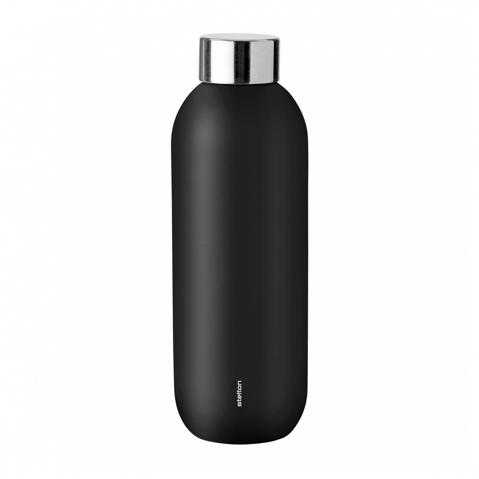 Stelton - Keep Cool Trinkflasche 0,6L - schwarz/matte Pulverbeschichtung/H 22cm/Ø 7,5cm/nicht spülmaschinenfest von Stelton