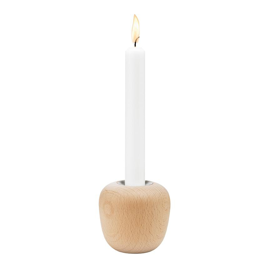 Stelton - Ora Kerzenständer Buchenholz - buche/ohne Kerze/H 8cm/Ø 8,5cm/nicht spülmaschinenfest von Stelton