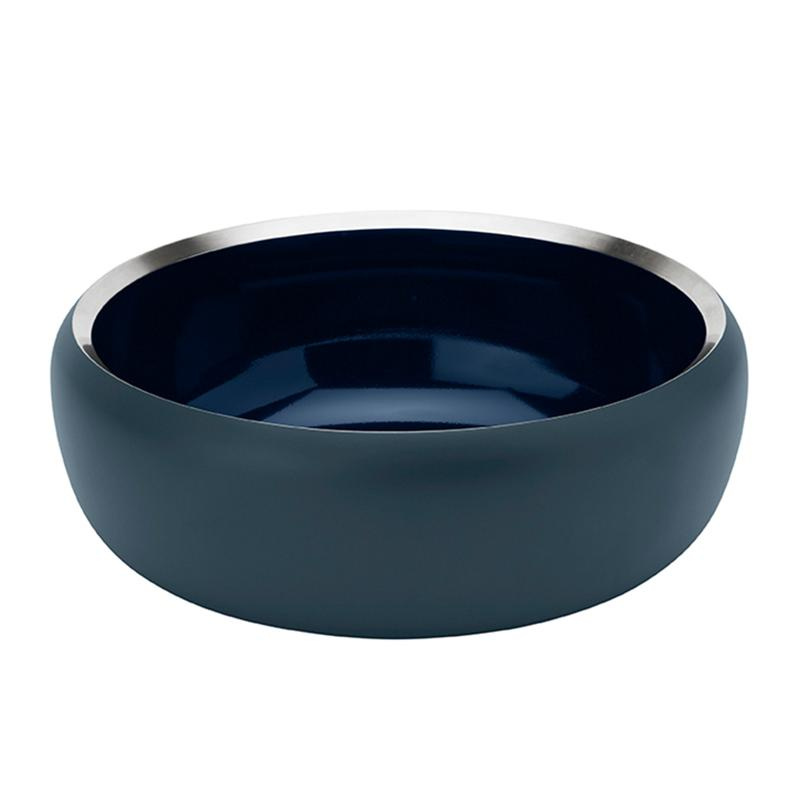 Stelton - Ora Schale Ø22cm - taubenblau/pulverbeschichtet/innen mitternachtsblau/H 8cm/nicht spülmaschinenfest von Stelton