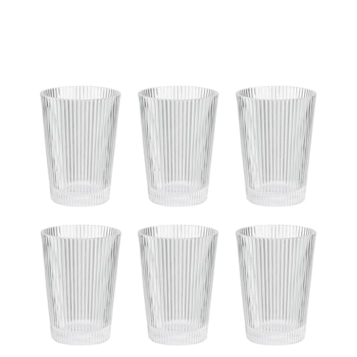 Stelton Pilastro Trinkgläser - Geriffelte Wassergläser Set - Spülmaschinenfest, Stapelbar, für heiße & kalte Getränke - 240ml - 6er Set von Stelton