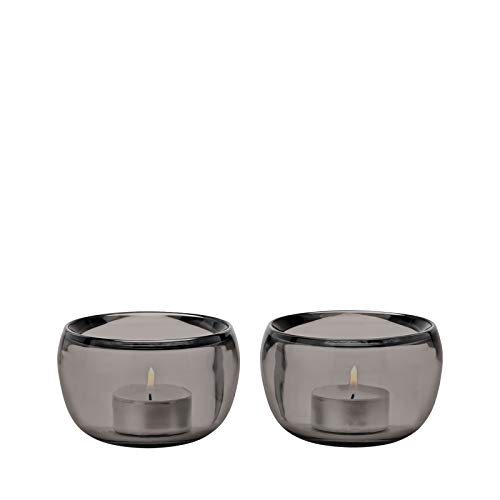 Stelton - Teelichthalter, Kerzenhalter - Ora - Glas - Smoke - 2er Set von Stelton