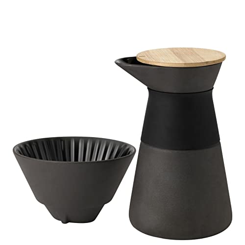 Stelton Theo Kaffeefilterkanne, Stein, 0,6 L, schwarz, 14 x 14 x 23,5 cm von Stelton