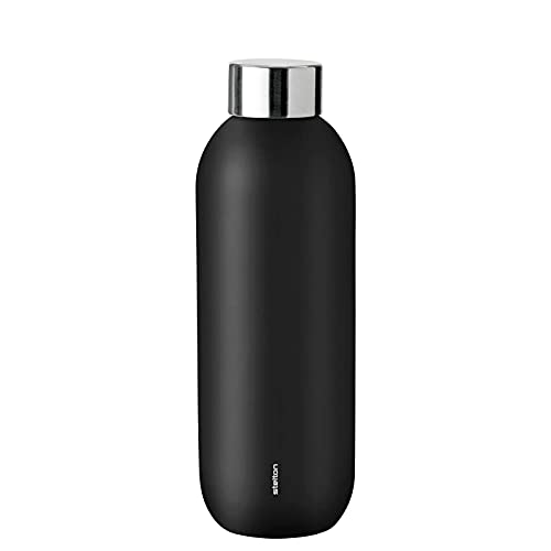 Stelton Thermosflasche Keep Cool - Thermo-Trinkflasche - Doppelwandige Isolierkanne - Moderner Design-Thermobecher für Wasser, heiße & kalte Getränke, Kaffee, Tee - 0,6 Liter, Schwarz von Stelton