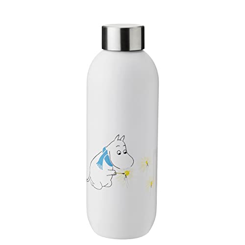 Stelton Thermosflasche Keep Cool - Thermo-Trinkflasche - Doppelwandige Isolierkanne - Moderner Design-Thermobecher für Wasser, heiße & kalte Getränke, Kaffee, Tee - 0,6 Liter, Frost/Moomin von Stelton