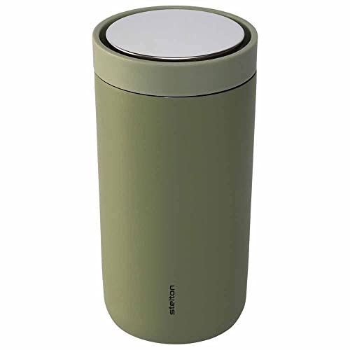 Stelton To-Go Click - Thermobecher, doppelwandige Isolierflasche - Rostfreier, auslaufsicherer Kaffeebecher/Teebecher mit Smart-Click-Deckel - Heiße & kalte Getränke - 0,2 Liter, Weich Army von Stelton