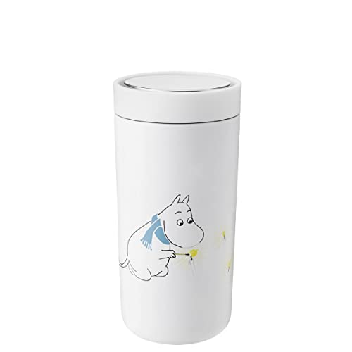 Stelton To-Go Click - Thermobecher, doppelwandige Isolierflasche - Rostfreier, auslaufsicherer Kaffeebecher/Teebecher mit Smart-Click-Deckel - Heiße & kalte Getränke - 0,4 Liter, Frost, Moomin von Stelton