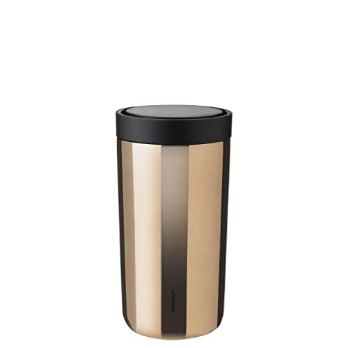 Stelton to-Go Click - Thermobecher, doppelwandige Isolierflasche - Rostfreier, auslaufsicherer Kaffeebecher/Teebecher mit Smart-Click-Deckel - Heiße & kalte Getränke - 0,2 Liter, Dark Gold von Stelton