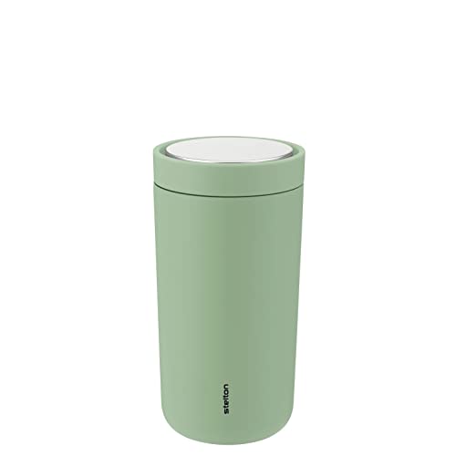 Stelton To-Go Click - Thermobecher, doppelwandige Isolierflasche - Rostfreier, auslaufsicherer Kaffeebecher/Teebecher mit Smart-Click-Deckel - Heiße & kalte Getränke - 0,2 Liter, Farbe: Seegrass von Stelton