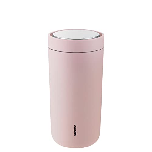 Stelton to-Go Click - Thermobecher, doppelwandige Isolierflasche - Rostfreier, auslaufsicherer Kaffeebecher/Teebecher mit Smart-Click-Deckel - Heiße & kalte Getränke - 0,4 Liter, Soft Rose von Stelton