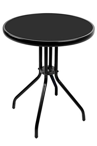 Stelzer Bistrotisch rund Ø 60 cm mit schwarzer Glasplatte MC330850BB schwarz von Stelzer