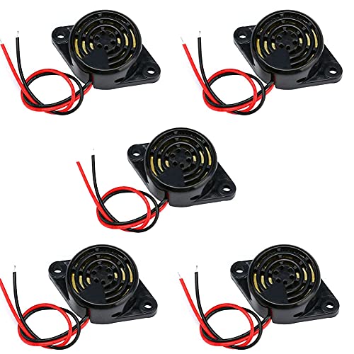 Stemedu 5PCS SFM-27 95dB Buzzer Elektronische High Dezibel Alarmsirene, Kontinuierlicher Piepton Aktiver Piezo-Summer, DC 3-24V Warntongeber für Arduino von Stemedu
