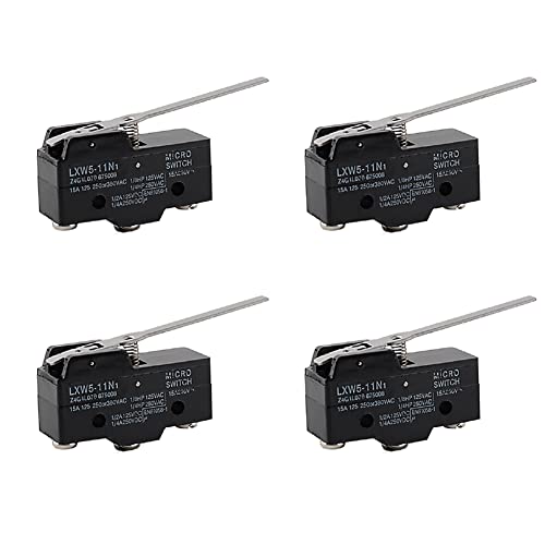Stemedu LXW5-11N1 Mikro-Endschalter SPDT 1NO 1NC Scharnierhebel Momentary Push Button Endschalter 3A AC380V DC220V (4 Stück) von Stemedu