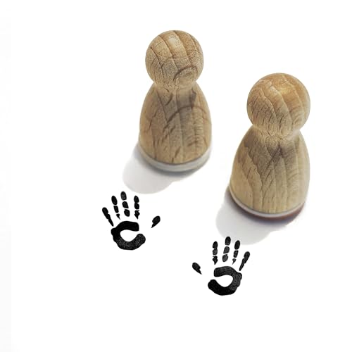 Stemplino® 2er Set Handabdruck - Holzstempel Wichtelhand - Hand Links und Rechts - Wichtelzubehör Wichtel Spuren (12mm) F79+F80 von Stemplino
