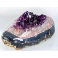 14, 9 Pfund Extra Qualität Amethyst Mit Achat Exemplar | Seltene Natürliche Formation Zweier Mineralien Hochwertiger von StenaGems