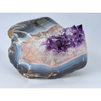 Einzigartige Amethyst Und Achat Gruppe | Seltene Natürliche Formation Zweier Mineralien Amethyst-Cluster in Extra-Qualität von StenaGems