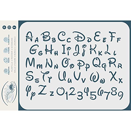 Alphabet-Schablone, 2,5 cm, 15 x 20 cm (M), Buchstaben, Zahlen, Disney-Stil, Schriftschablonen für Malvorlage von Craft Kreatively