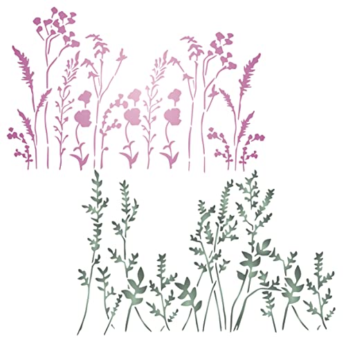 Stencil Company 2 x Gräser-Schablonen, 2 Stück – fügen Sie Textur und Design auf Oberflächen mit wiederverwendbarer Schablone hinzu von Craft Kreatively
