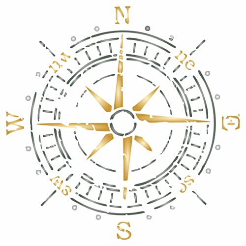 Antike Kompass-Schablone, 25,4 x 25,4 cm (M) – Vintage Ocean Nautical Sailing Direction Kompass Schablonen zum Malen Vorlage von Stencil Company