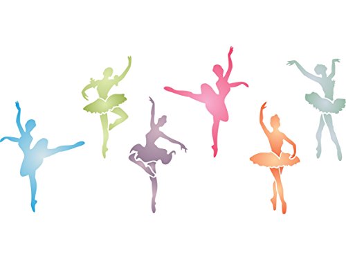 Ballerinas-Schablone – 34 x 16,5 cm – wiederverwendbare Schablone für Mädchen mit Balletttänzerin von Stencil Company