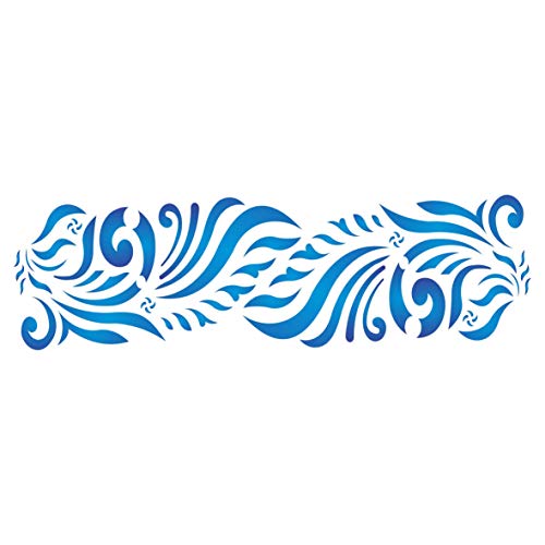 Barock-Schablone, 38,10 x 11,43 cm (M) – Klassische viktorianische Schriftrolle Relief Wand Bordüre Schablonen Schablone zum Malen von Craft Kreatively