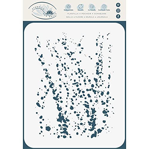 Blutspritzer Schablone, 20 x 26,5 cm (L) - Spritzer Splash Streaks Liquid Paint Ink Spot Blot Schablonen für Malvorlage von Stencil Company