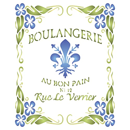 Boulangerie Schablone, 21,59 x 26,67 cm (M) – Vintage Französisch Thema Schild Etikett Schablonen zum Malen Vorlage von Stencil Company